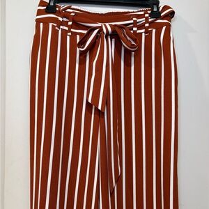 a new day Rust and White Striped Wide Leg Pants